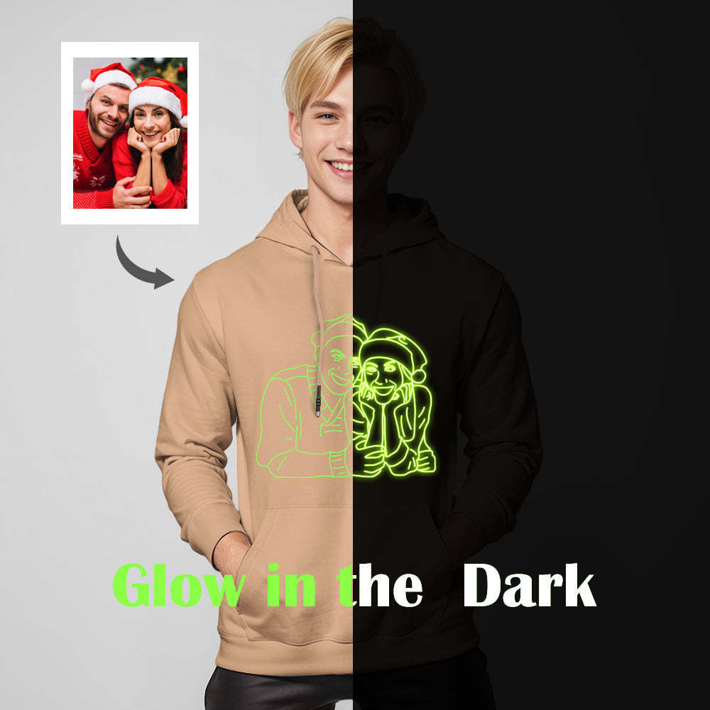 Custom Photo Glow In The Dark Multicolour Hoodie Personalized Luminous Unisex Hoodie Creative Gift - MyFaceSocksAu