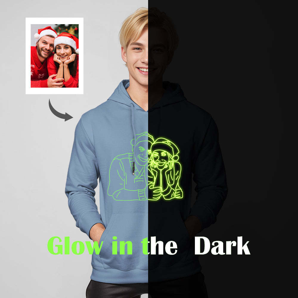 Custom Photo Glow In The Dark Multicolour Hoodie Personalized Luminous Unisex Hoodie Creative Gift - MyFaceSocksAu