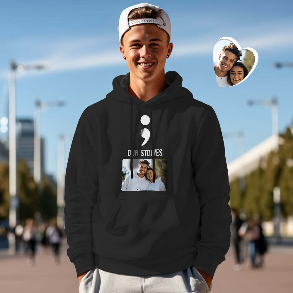 Custom Photo Funny Couple Matching Hoodies Our Stories Will Never End Personalized Hoodie Valentine's Day Gift - MyFaceSocksAu