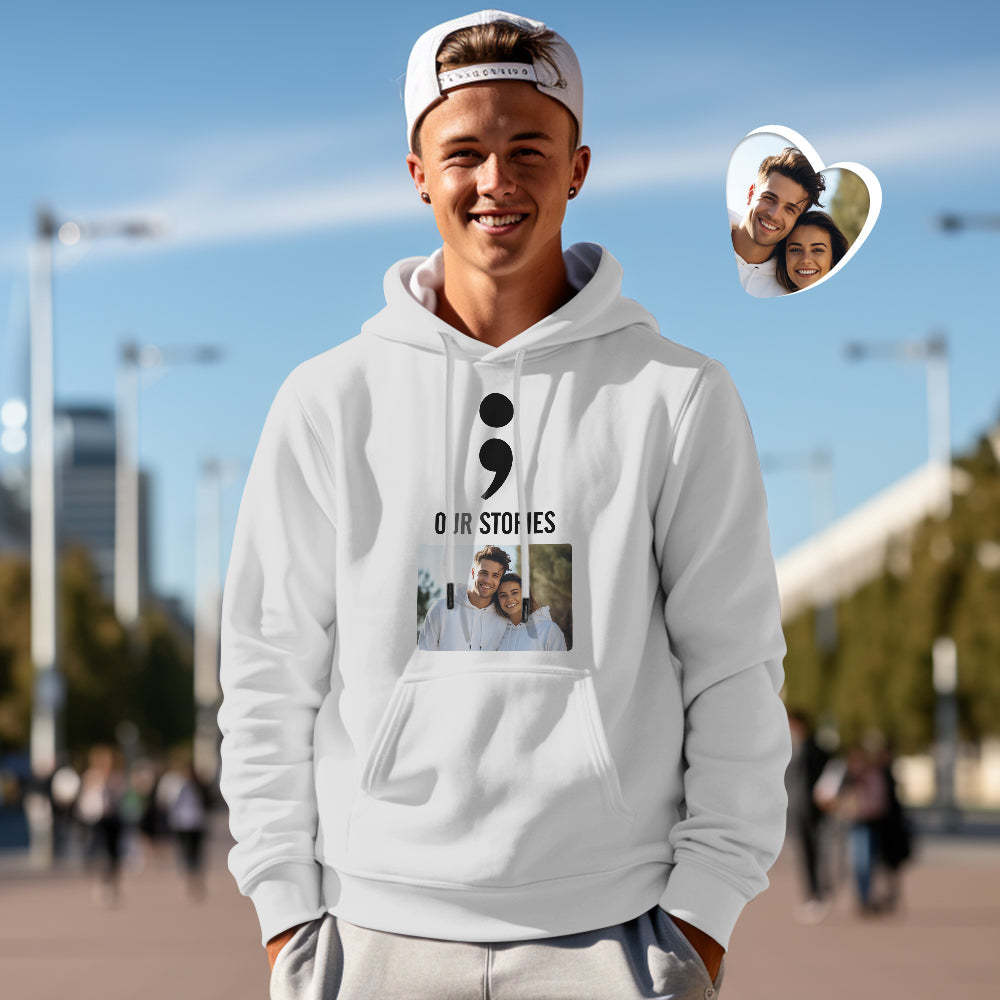 Custom Photo Funny Couple Matching Hoodies Our Stories Will Never End Personalized Hoodie Valentine's Day Gift - MyFaceSocksAu