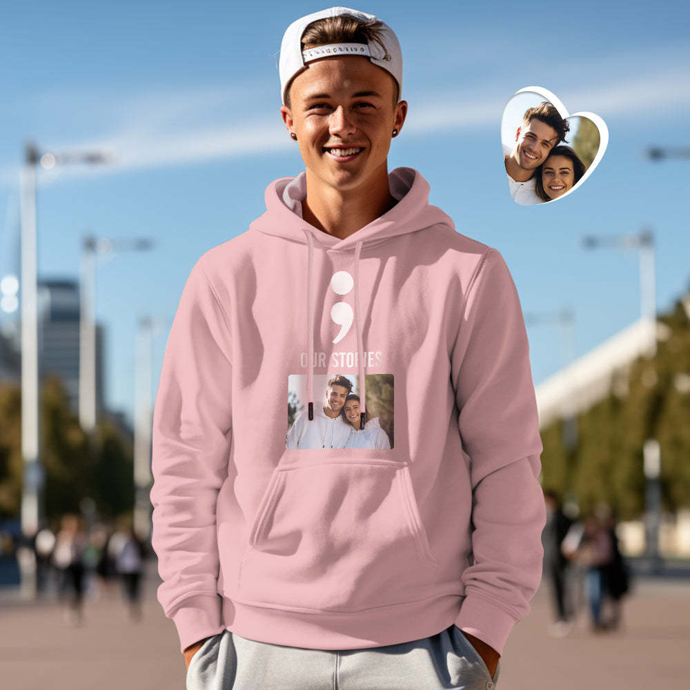 Custom Photo Funny Couple Matching Hoodies Our Stories Will Never End Personalized Hoodie Valentine's Day Gift - MyFaceSocksAu