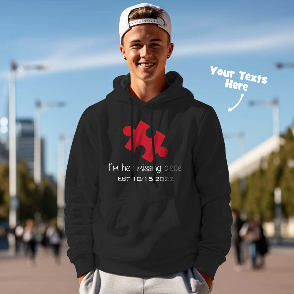 Custom Text Funny Couple Matching Hoodies Puzzle Set Personalized Hoodie Valentine's Day Gift - MyFaceSocksAu