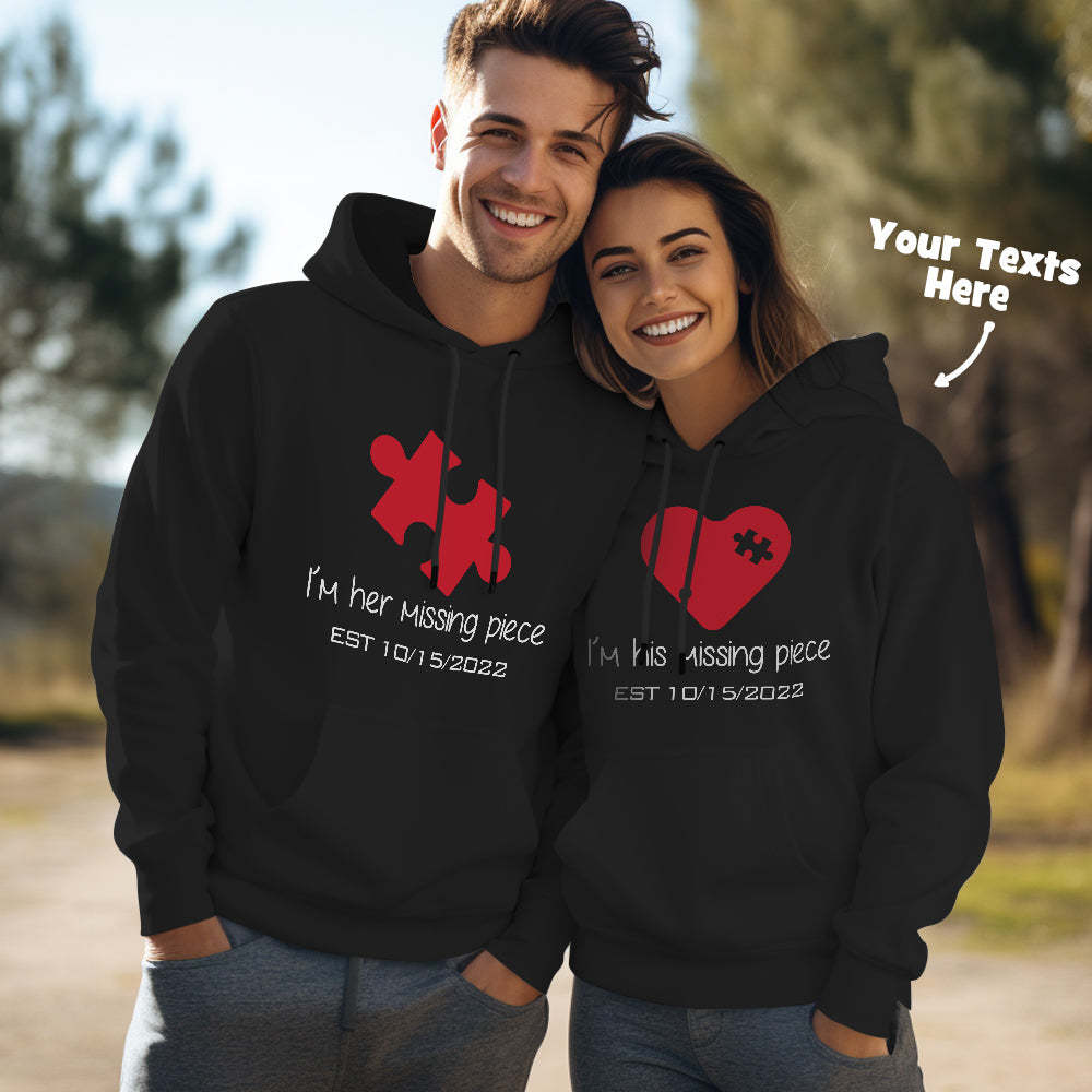 Custom Text Funny Couple Matching Hoodies Puzzle Set Personalized Hoodie Valentine's Day Gift - MyFaceSocksAu