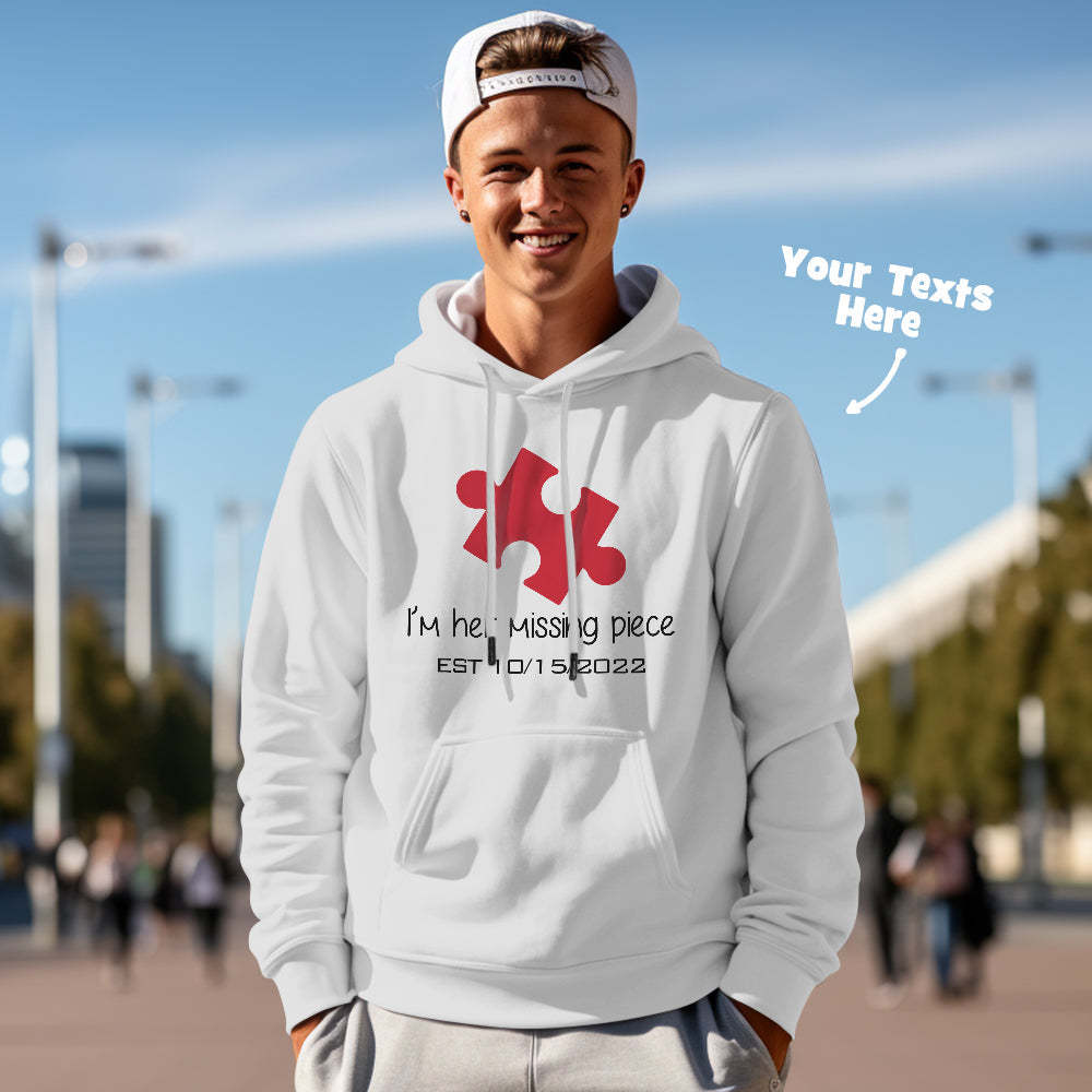 Custom Text Funny Couple Matching Hoodies Puzzle Set Personalized Hoodie Valentine's Day Gift - MyFaceSocksAu