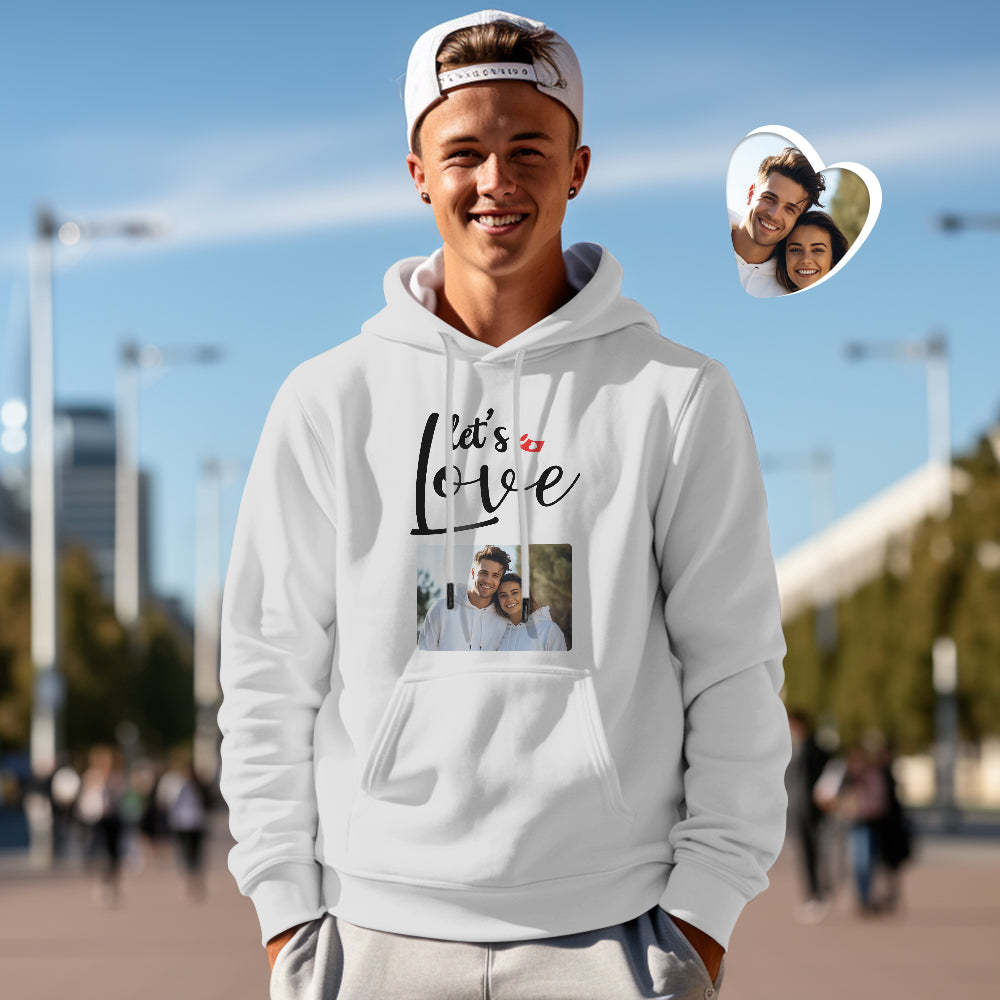 Custom Photo Couple Matching Hoodies LET'S WRITE A LOVE STORY Personalized Hoodie Valentine's Day Gift - MyFaceSocksAu
