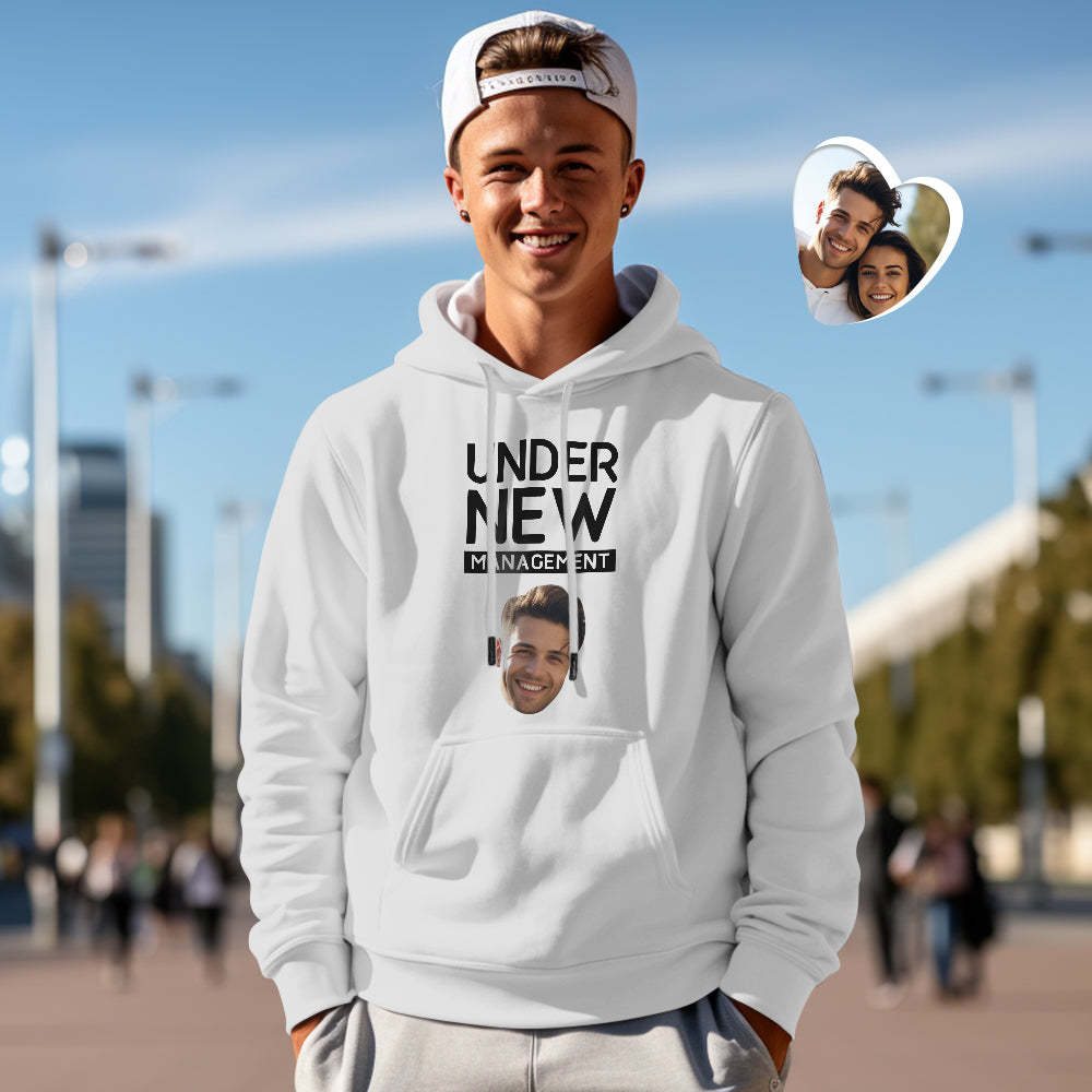 Custom Face Couple Matching Hoodies NEW MANAGEMENT Personalized Hoodie Valentine's Day Gift - MyFaceSocksAu