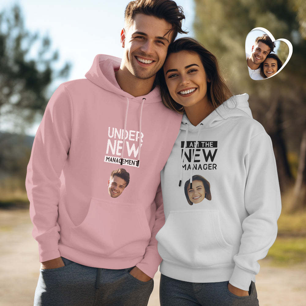 Custom Face Couple Matching Hoodies NEW MANAGEMENT Personalized Hoodie Valentine's Day Gift - MyFaceSocksAu