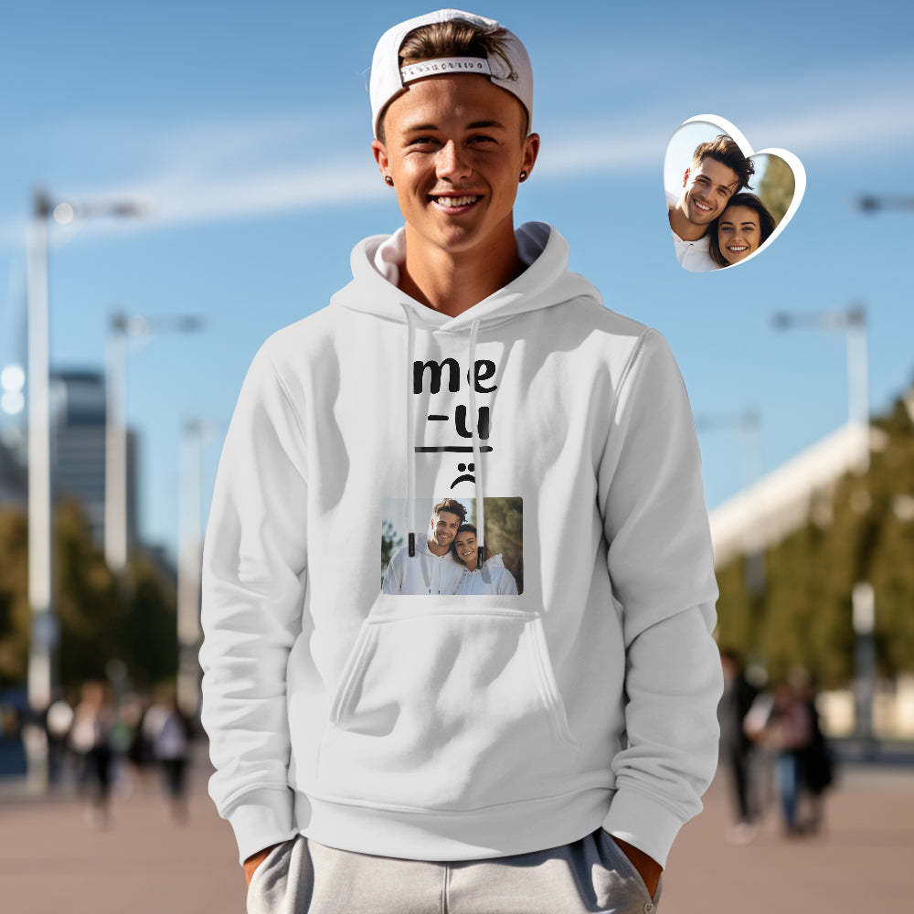 Custom Photo Couple Matching Hoodies Me+U Me-U Personalized Hoodie Valentine's Day Gift - MyFaceSocksAu