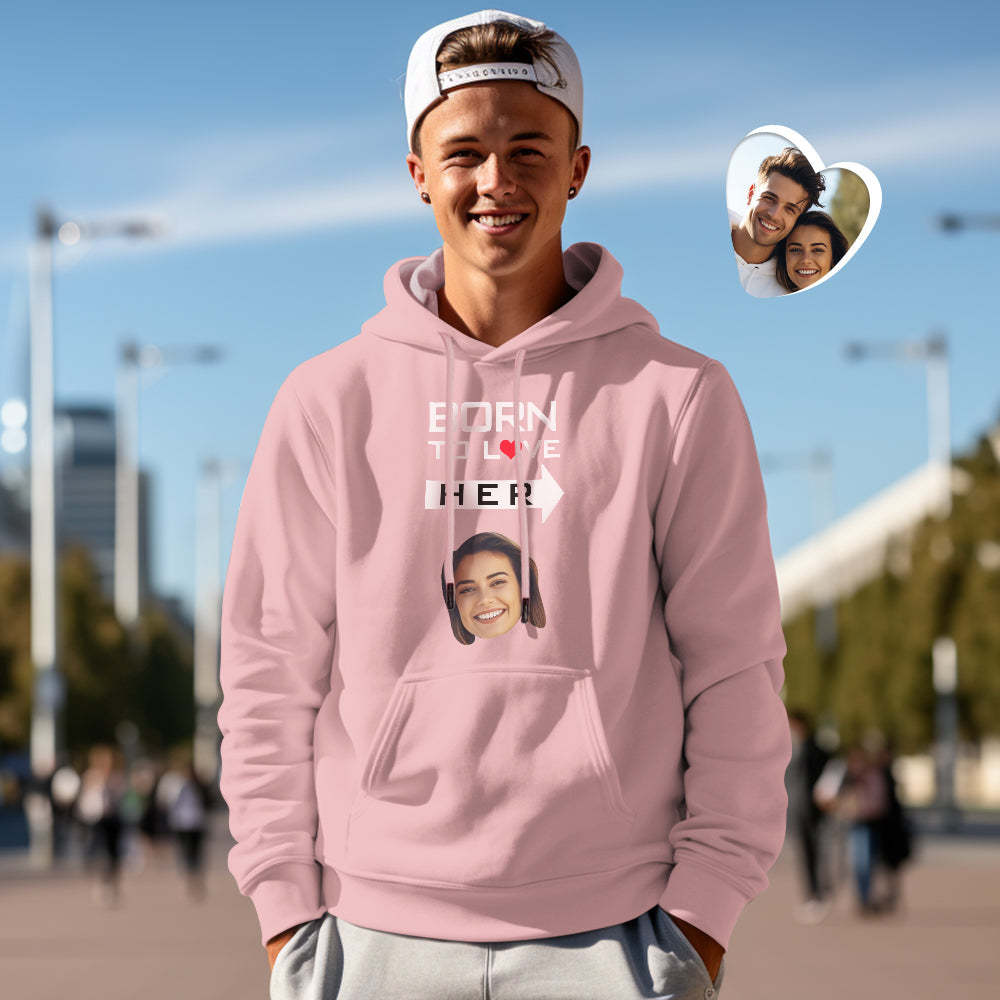 Custom Face Couple Matching Hoodies BORN TO LOVE Personalized Hoodie Valentine's Day Gift - MyFaceSocksAu