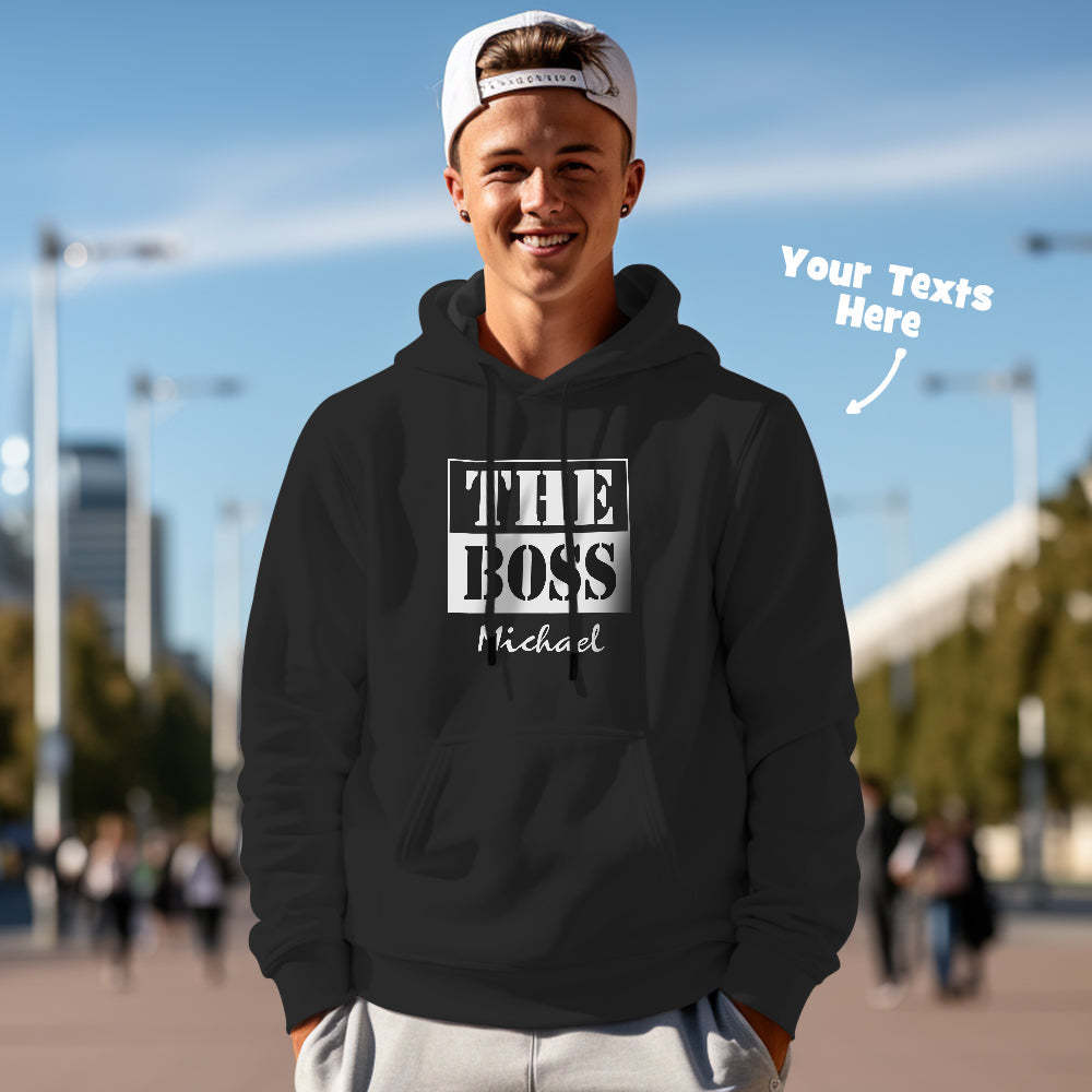 Custom Text Couple Matching Hoodies THE REAL BOSS Personalized Hoodie Valentine's Day Gift - MyFaceSocksAu