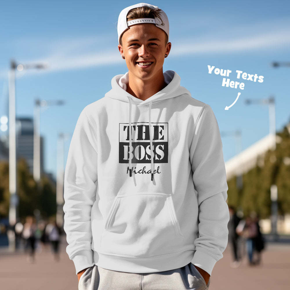 Custom Text Couple Matching Hoodies THE REAL BOSS Personalized Hoodie Valentine's Day Gift - MyFaceSocksAu