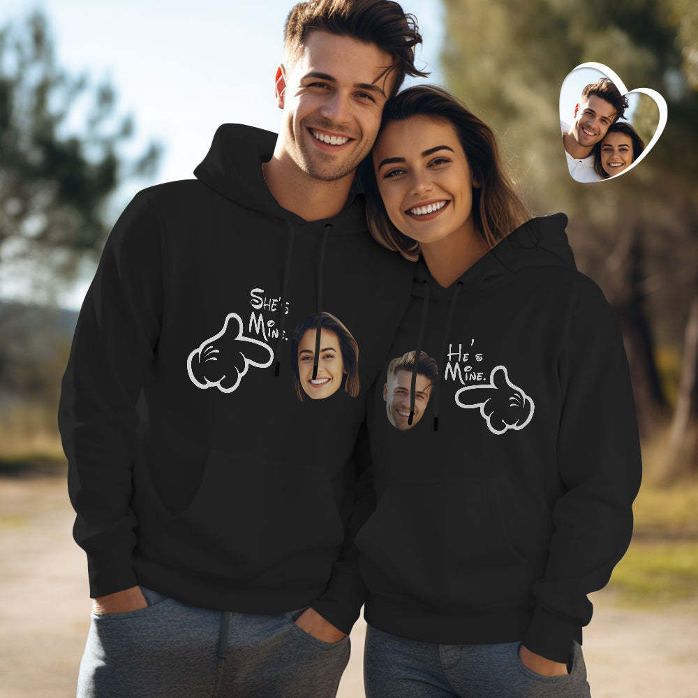 Custom Face Funny Couple Matching Hoodies You are Mine Personalized Hoodie Valentine's Day Gift - MyFaceSocksAu
