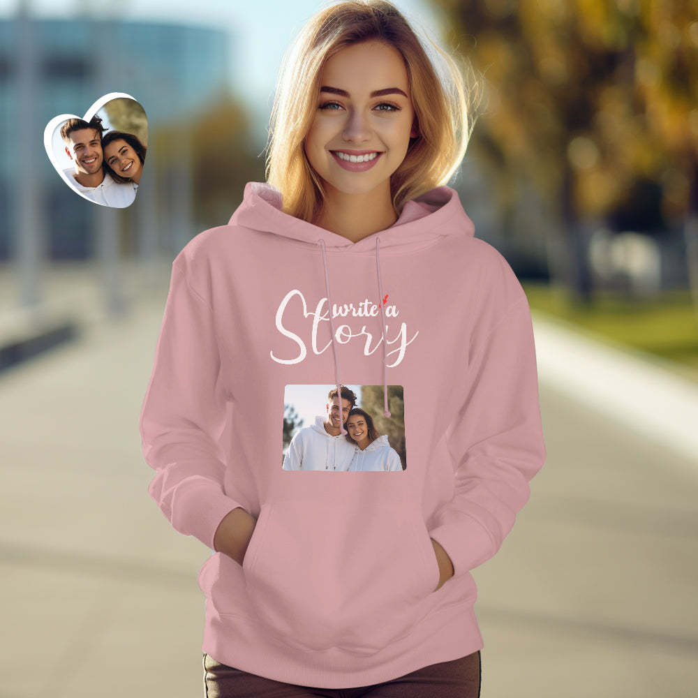 Custom Photo Couple Matching Hoodies LET'S WRITE A LOVE STORY Personalized Hoodie Valentine's Day Gift - MyFaceSocksAu