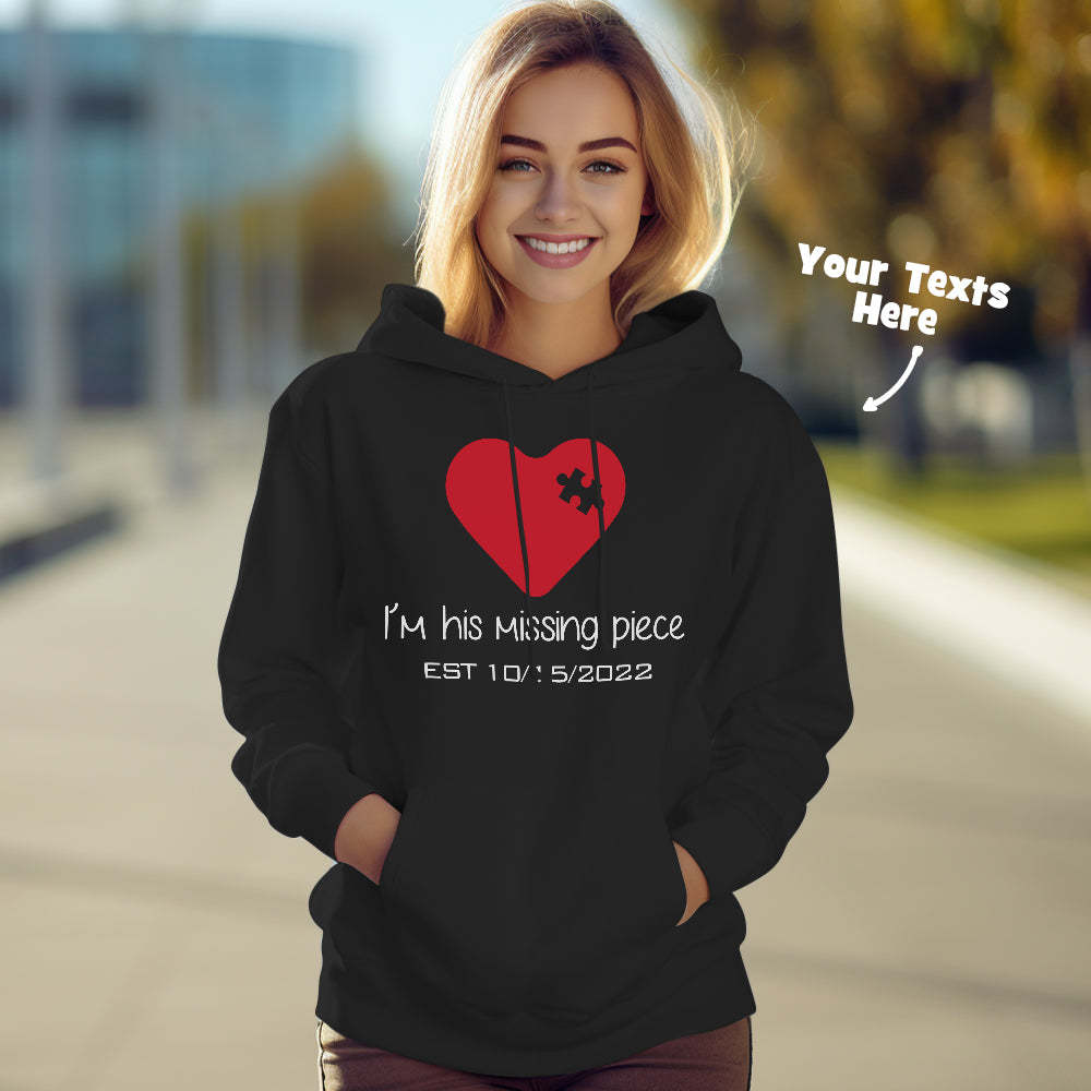 Custom Text Funny Couple Matching Hoodies Puzzle Set Personalized Hoodie Valentine's Day Gift - MyFaceSocksAu