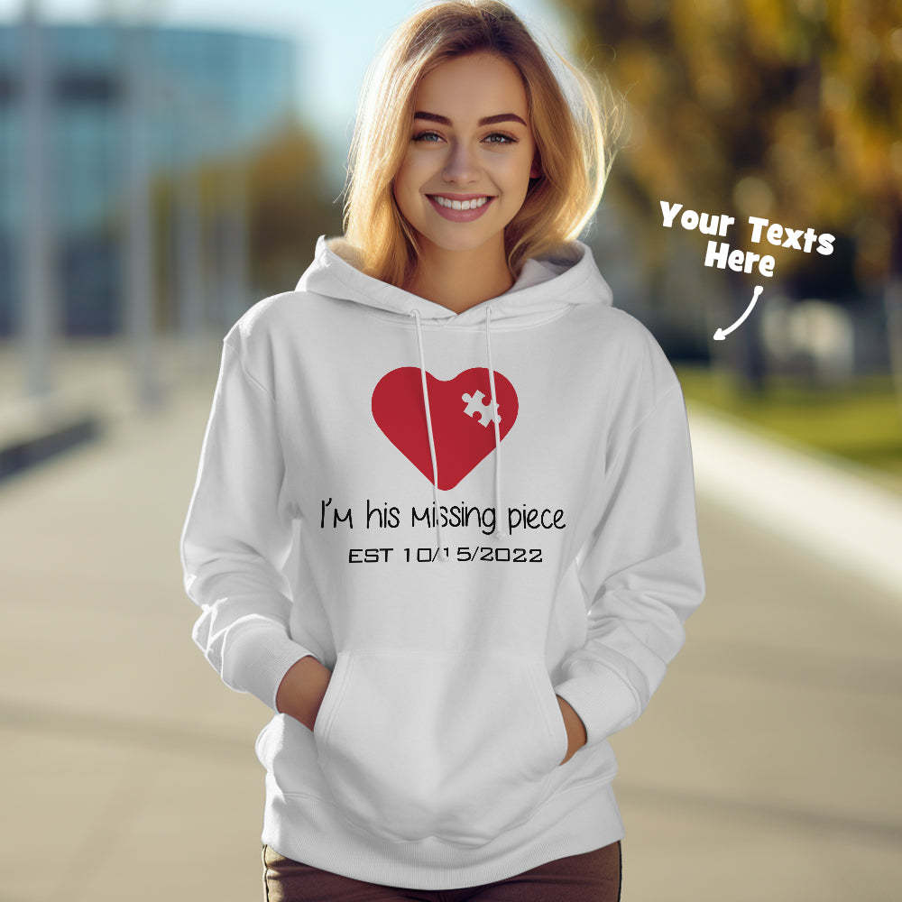 Custom Text Funny Couple Matching Hoodies Puzzle Set Personalized Hoodie Valentine's Day Gift - MyFaceSocksAu