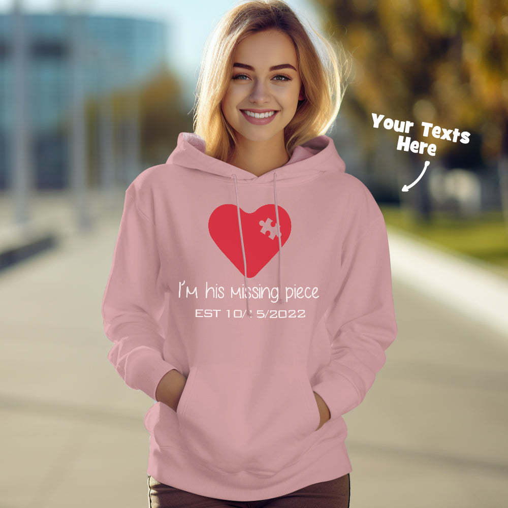 Custom Text Funny Couple Matching Hoodies Puzzle Set Personalized Hoodie Valentine's Day Gift - MyFaceSocksAu