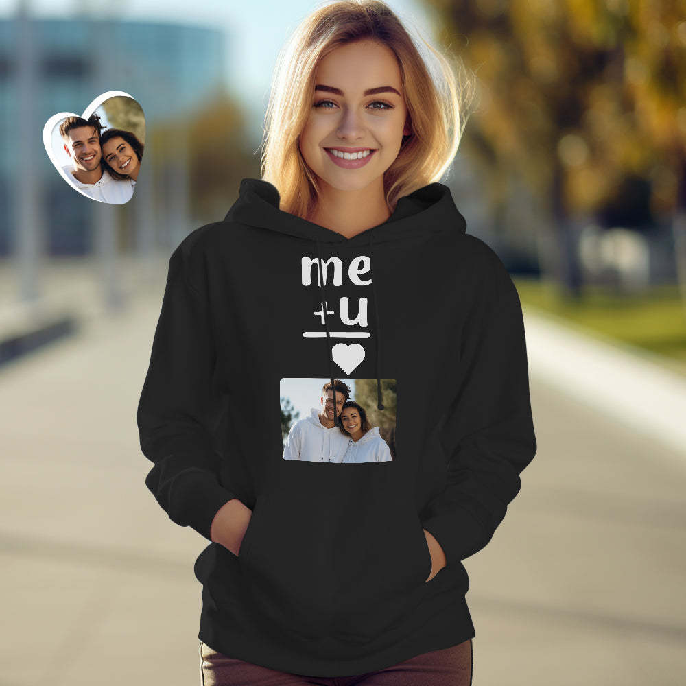 Custom Photo Couple Matching Hoodies Me+U Me-U Personalized Hoodie Valentine's Day Gift - MyFaceSocksAu