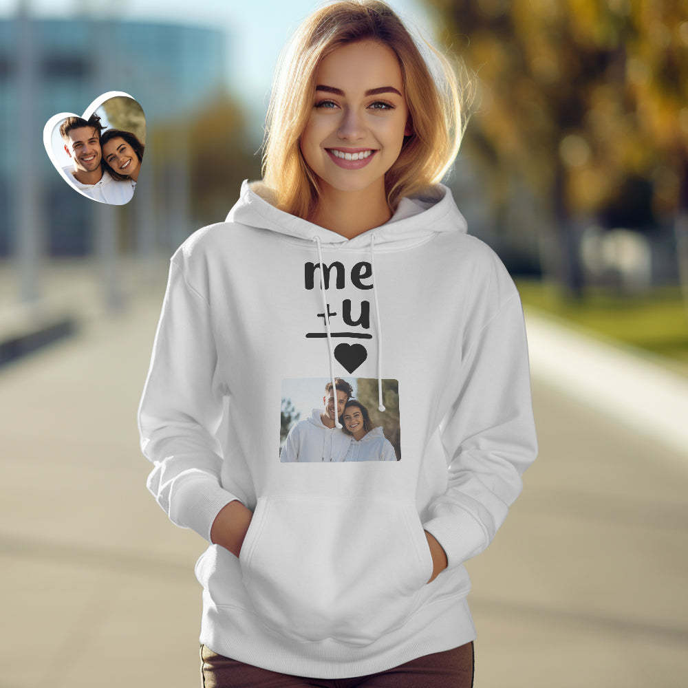 Custom Photo Couple Matching Hoodies Me+U Me-U Personalized Hoodie Valentine's Day Gift - MyFaceSocksAu