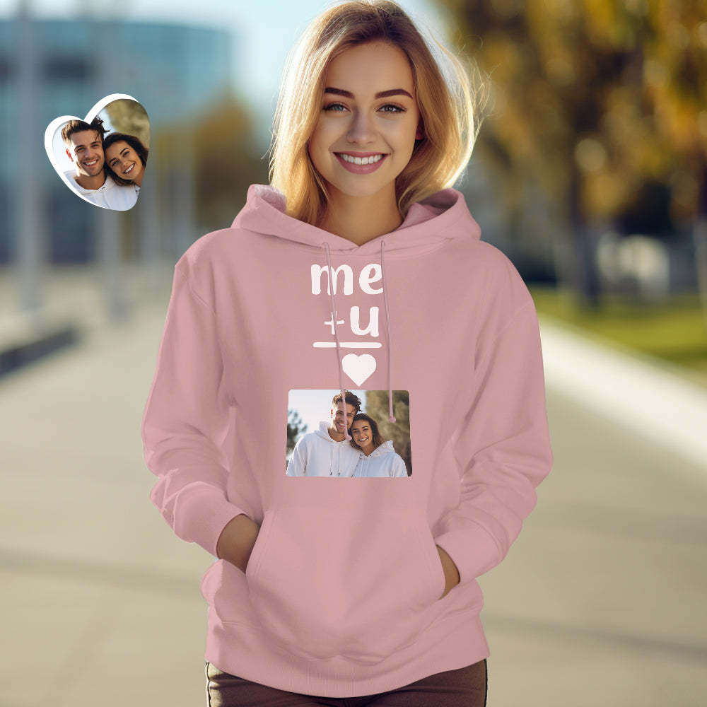 Custom Photo Couple Matching Hoodies Me+U Me-U Personalized Hoodie Valentine's Day Gift - MyFaceSocksAu