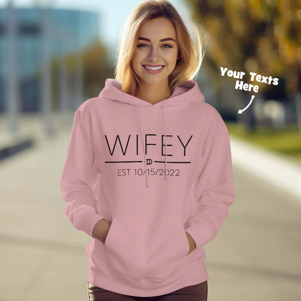 Custom Wifey Hubby Funny Couple Matching Hoodies Personalized Hoodie Valentine's Day Gift - MyFaceSocksAu