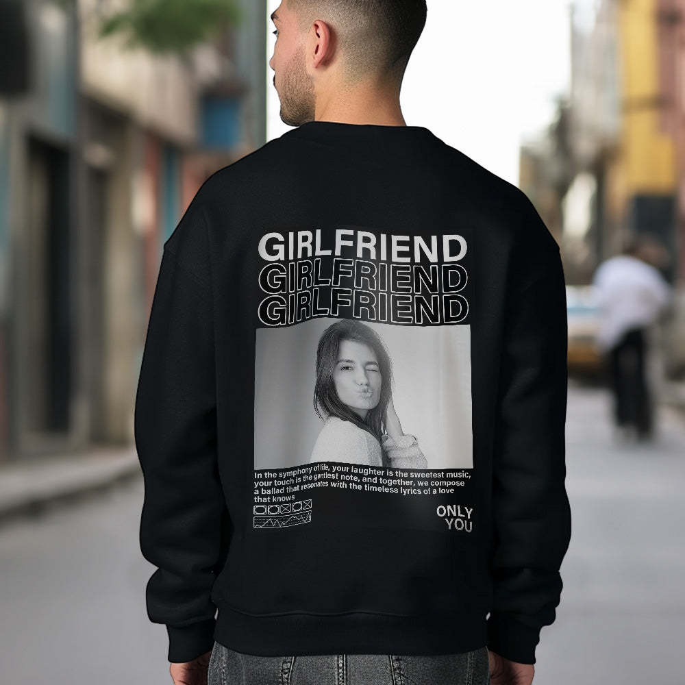 Custom Photo Round Neck Unisex Sweatshirt Personalized Pictures Crewneck Sweatshirts Valentine's Day Gift for Couple - MyFaceSocksAu