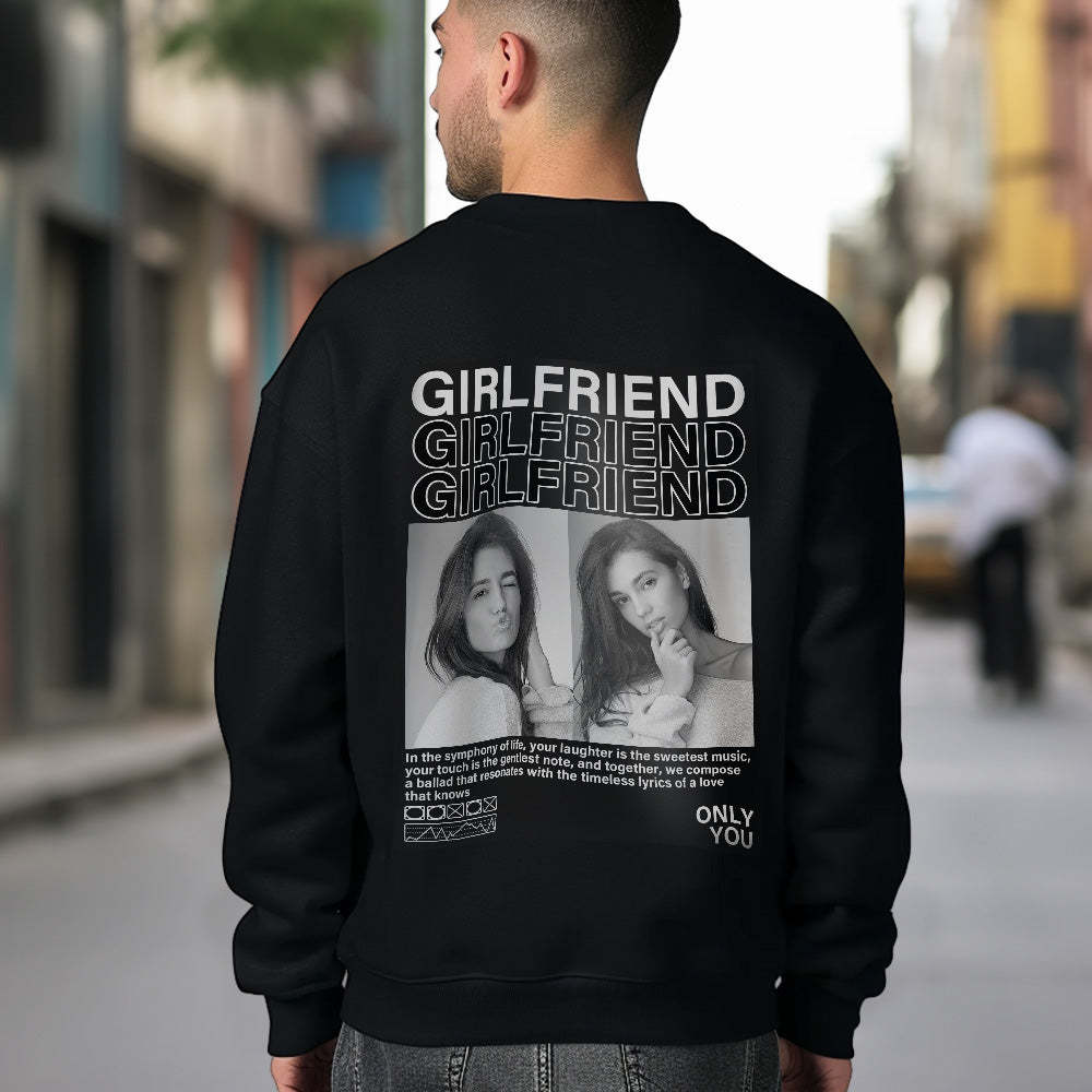 Custom Photo Round Neck Unisex Sweatshirt Personalized Pictures Crewneck Sweatshirts Valentine's Day Gift for Couple - MyFaceSocksAu