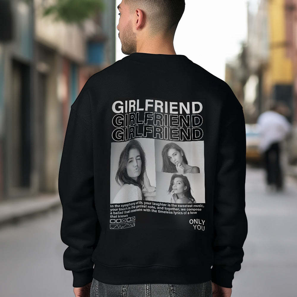 Custom Photo Round Neck Unisex Sweatshirt Personalized Pictures Crewneck Sweatshirts Valentine's Day Gift for Couple - MyFaceSocksAu