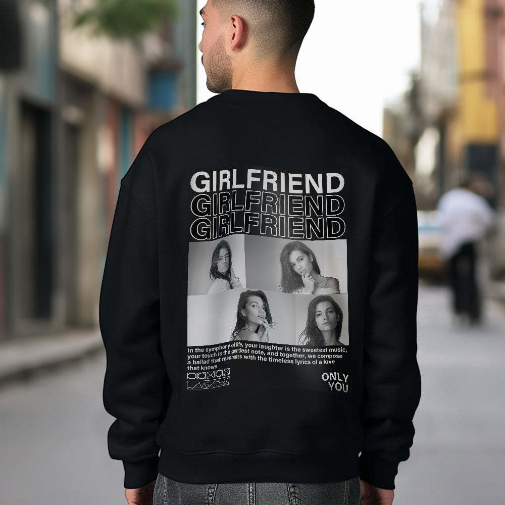 Custom Photo Round Neck Unisex Sweatshirt Personalized Pictures Crewneck Sweatshirts Valentine's Day Gift for Couple - MyFaceSocksAu