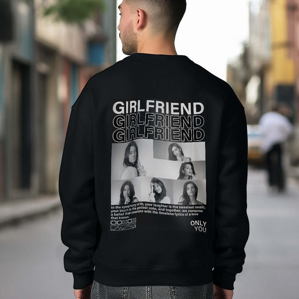 Custom Photo Round Neck Unisex Sweatshirt Personalized Pictures Crewneck Sweatshirts Valentine's Day Gift for Couple - MyFaceSocksAu