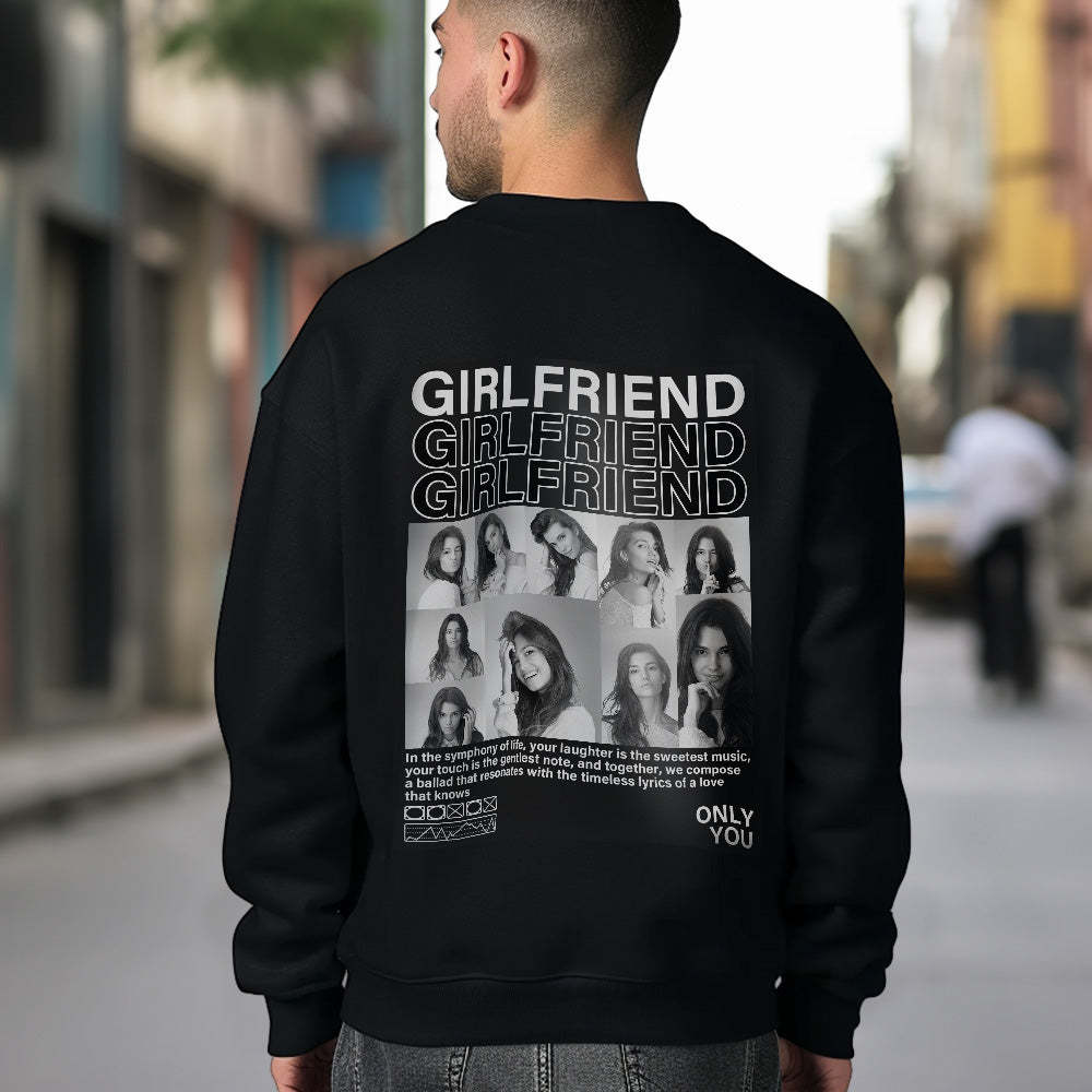 Custom Photo Round Neck Unisex Sweatshirt Personalized Pictures Crewneck Sweatshirts Valentine's Day Gift for Couple - MyFaceSocksAu