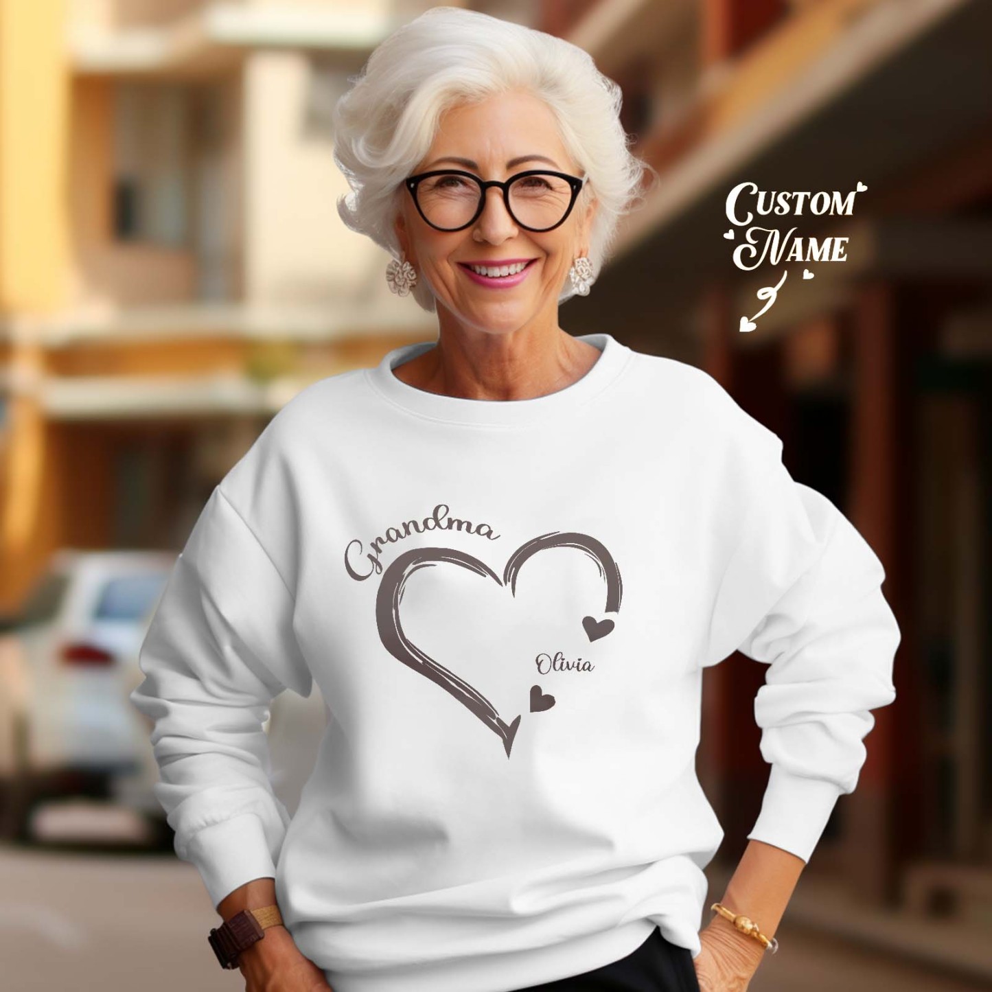 Custom Mama Grandma Round Neck Sweatshirt Personalized Crewneck Sweatshirts Mother's Day Gift - MyFaceSocksAu