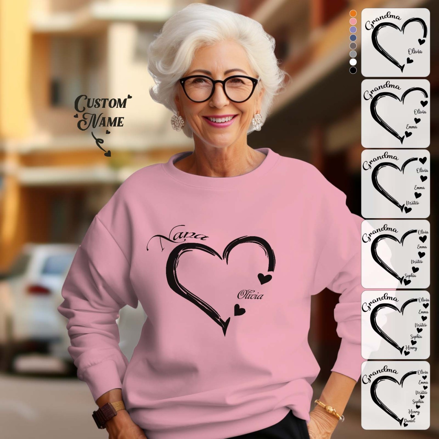 Custom Mama Grandma Round Neck Sweatshirt Personalized Crewneck Sweatshirts Mother's Day Gift - MyFaceSocksAu