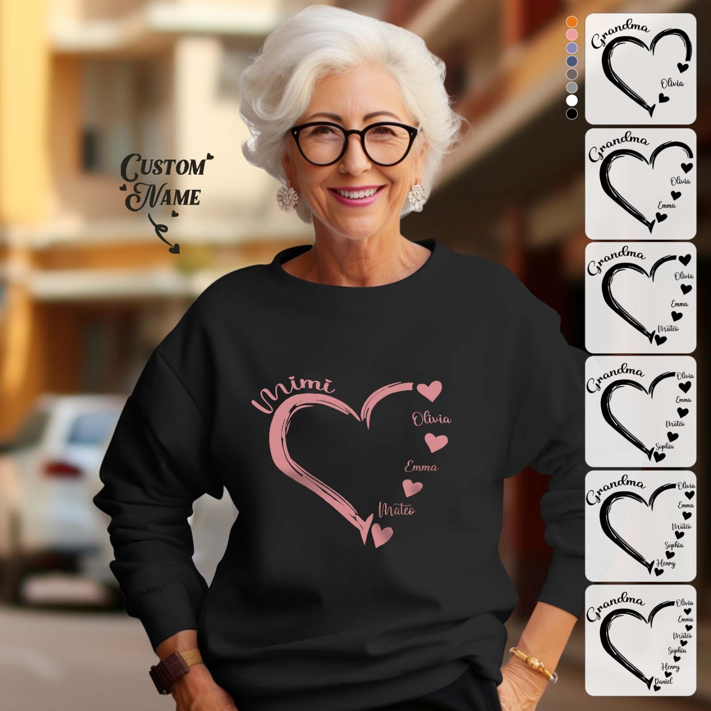 Custom Mama Grandma Round Neck Sweatshirt Personalized Crewneck Sweatshirts Mother's Day Gift - MyFaceSocksAu