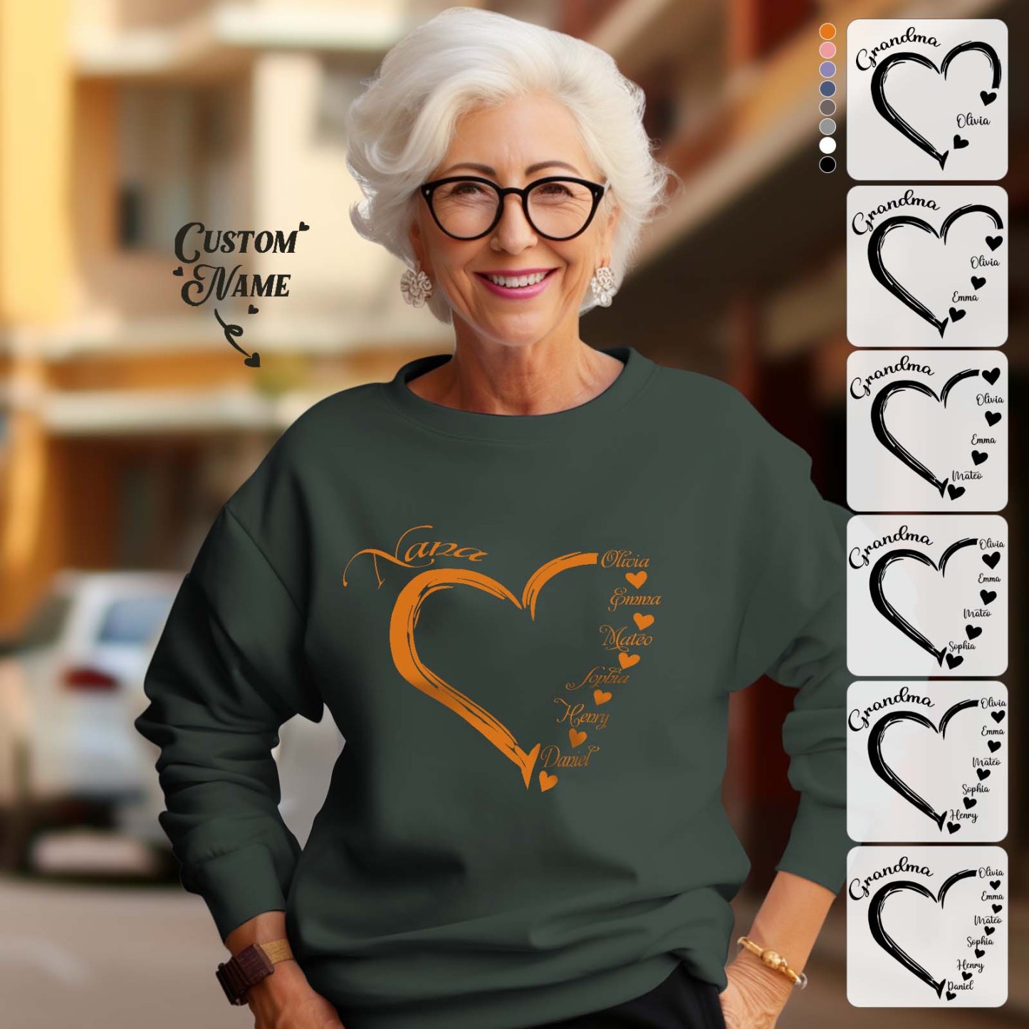 Custom Mama Grandma Round Neck Sweatshirt Personalized Crewneck Sweatshirts Mother's Day Gift - MyFaceSocksAu