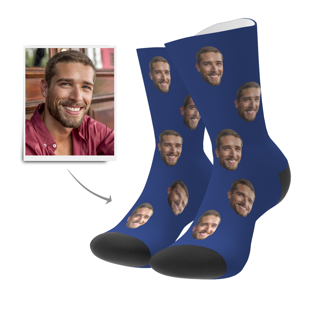Christmas Gifts , Custom Face Socks Add Name And Pictures Breathable Soft Socks - Colorful