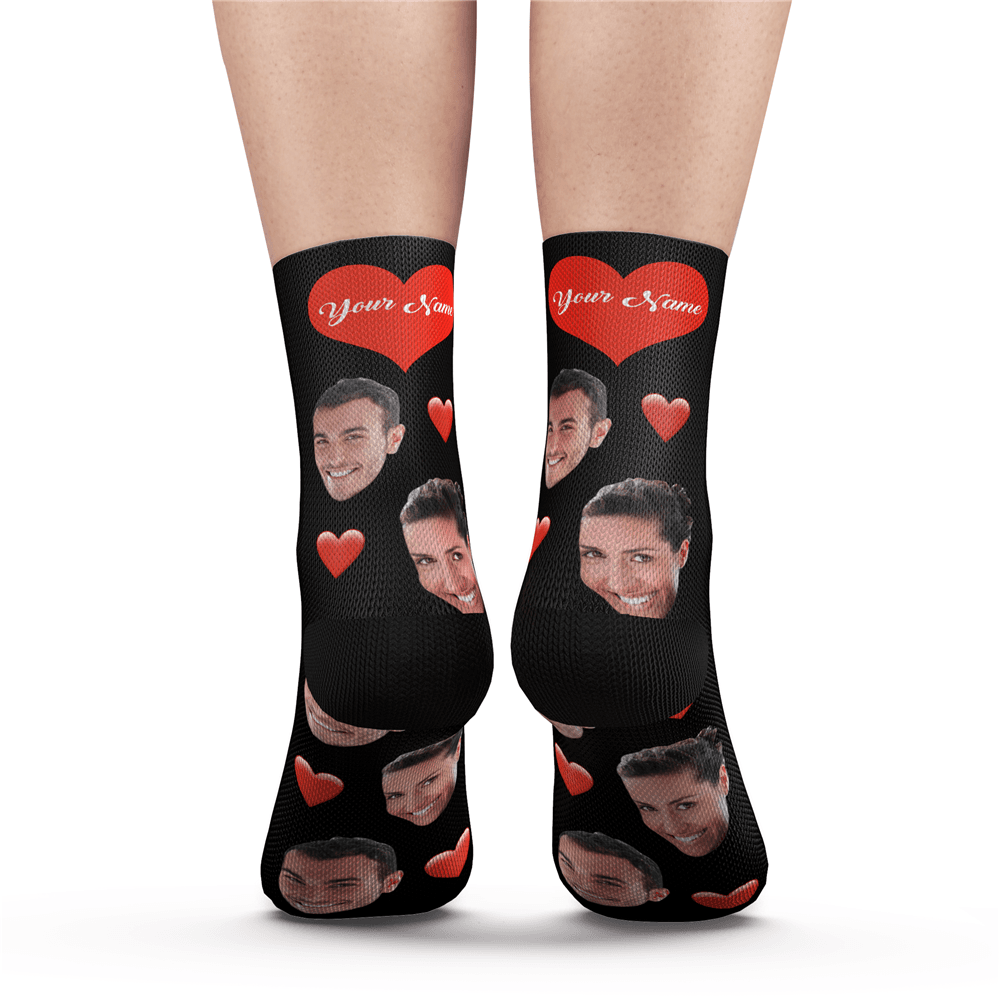 Custom Heart Socks With Your Text- MyFaceSocksAU