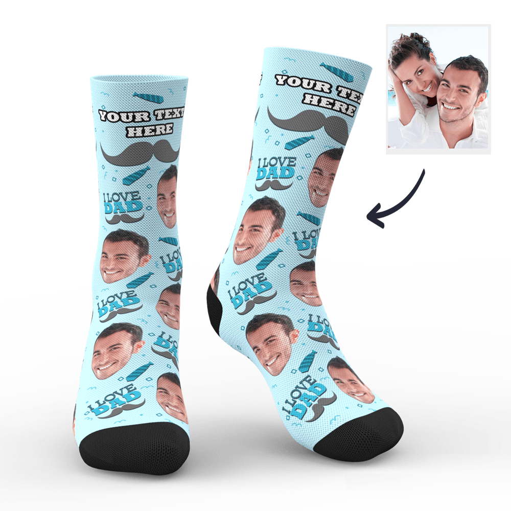 Custom I Love Dad Socks With Your Text - MyfaceSocks