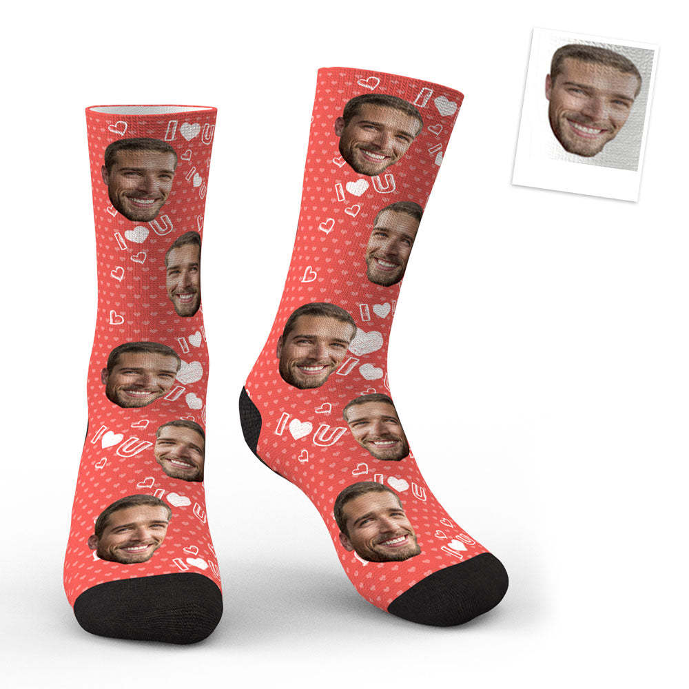 3D Preview Custom Face I Love U Socks - MyFaceSocksAu