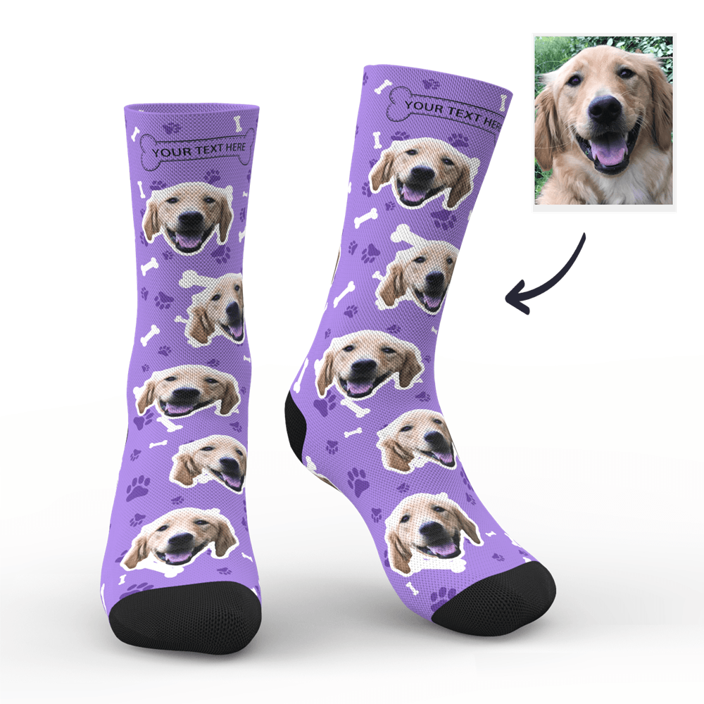 Printed In AU Gifts idea for Pet Lover, Custom Face Dog Socks With Your Text-MyFaceSocksAu