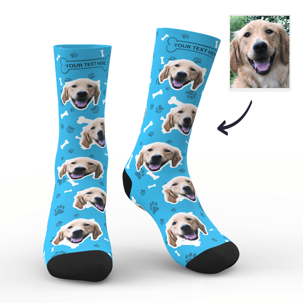 Gift for Men, Custom Face Socks With Your Text Personalized Dog Socks