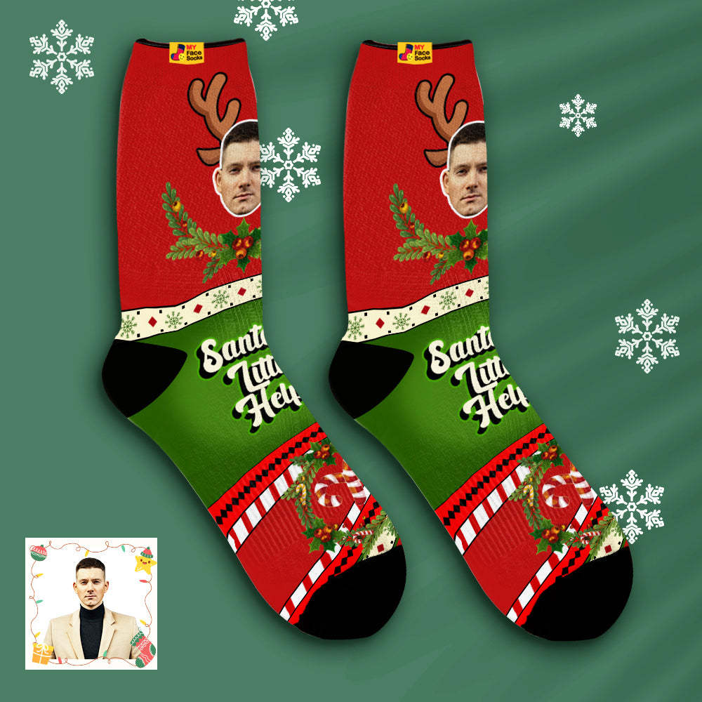 Custom Santas Style Breathable Face Socks Personalised Soft Socks Gifts Christmas Day - MyFaceSocksAu