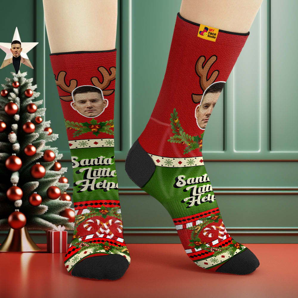 Custom Santas Style Breathable Face Socks Personalised Soft Socks Gifts Christmas Day - MyFaceSocksAu