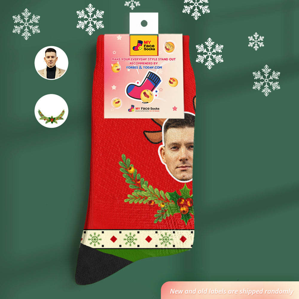 Custom Santas Style Breathable Face Socks Personalised Soft Socks Gifts Christmas Day - MyFaceSocksAu