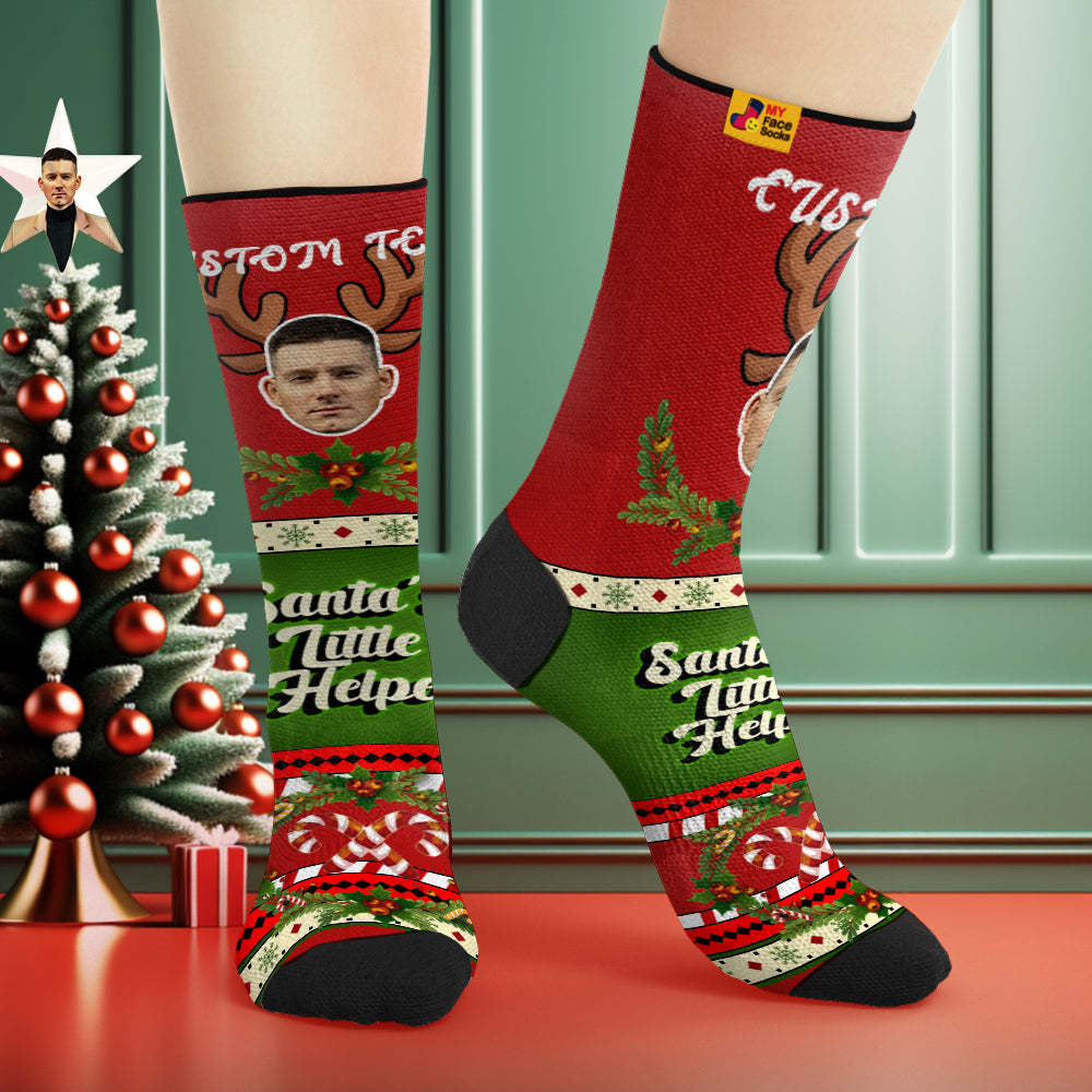 Custom Santas Style Breathable Face Socks Personalised Soft Socks Gifts Christmas Day - MyFaceSocksAu