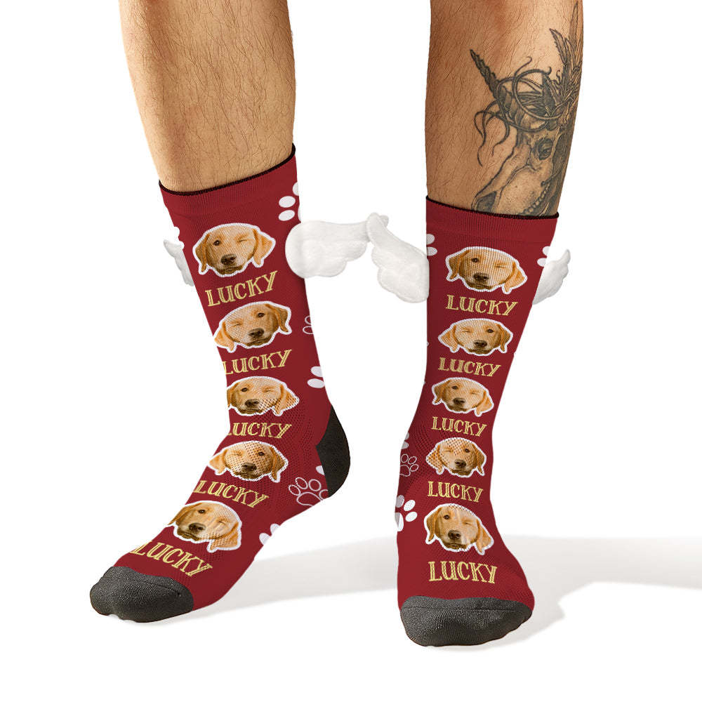 Custom Dog Face Socks 3D Magnetic Wing Socks Christmas Gifts - MyFaceSocksAu