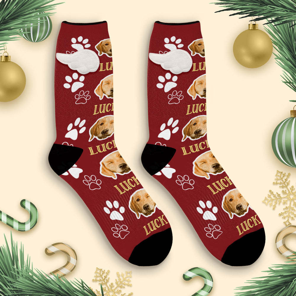 Custom Dog Face Socks 3D Magnetic Wing Socks Christmas Gifts - MyFaceSocksAu