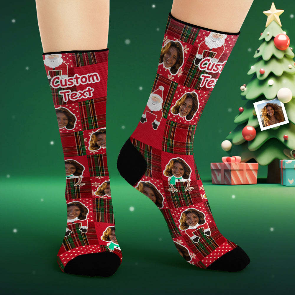 Custom Face Socks Personalised Photo Socks Santa Claus Snowman and Elk - MyFaceSocksAu