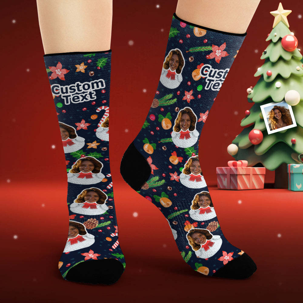 Custom Face Socks Personalised Photo Socks Funny Snowman Merry Christmas - MyFaceSocksAu