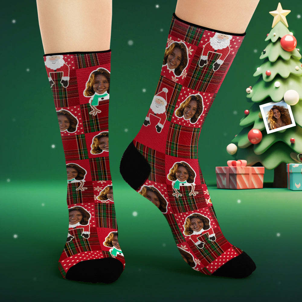 Custom Face Socks Personalised Photo Socks Santa Claus Snowman and Elk - MyFaceSocksAu