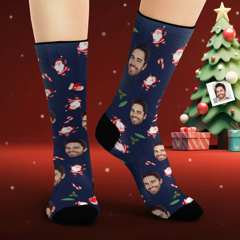 Custom Face Socks Personalised Photo Socks Happy Santa Claus Merry Christmas - MyFaceSocksAu